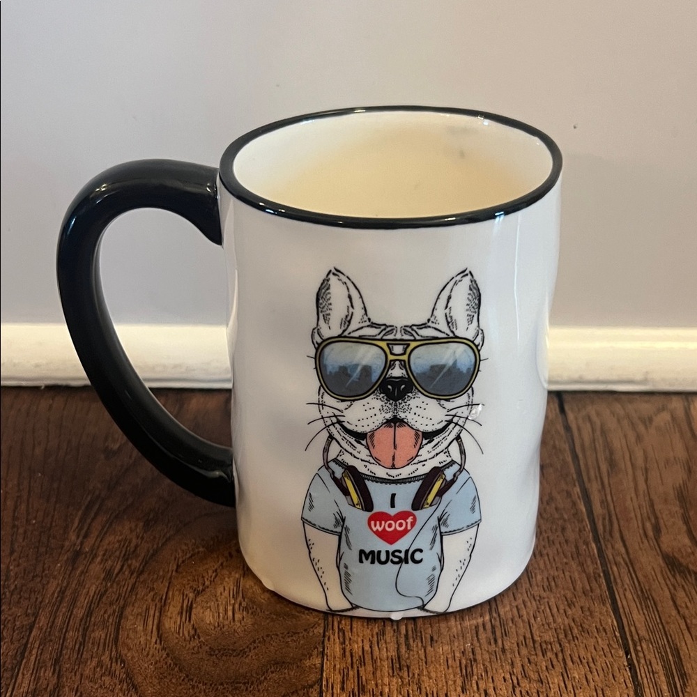 Signature Houseware I Woof Music Dog Print Mug with Black Handle